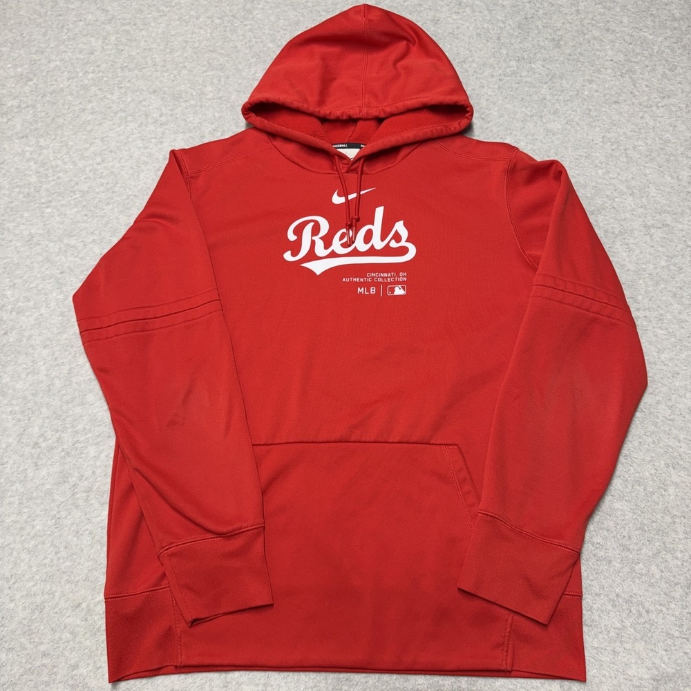 Cincinnati Reds Hoodie Mens Large Red MLB Baseball Nike Therma-FIT Pullover
